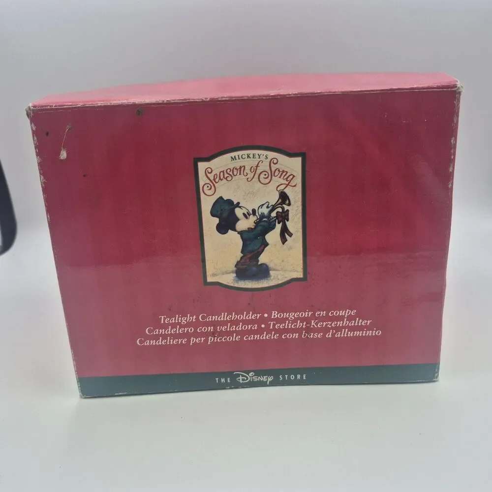 Disney Its a Small World Holiday 1994 Mickey Mouse Christmas Flyer candle holder